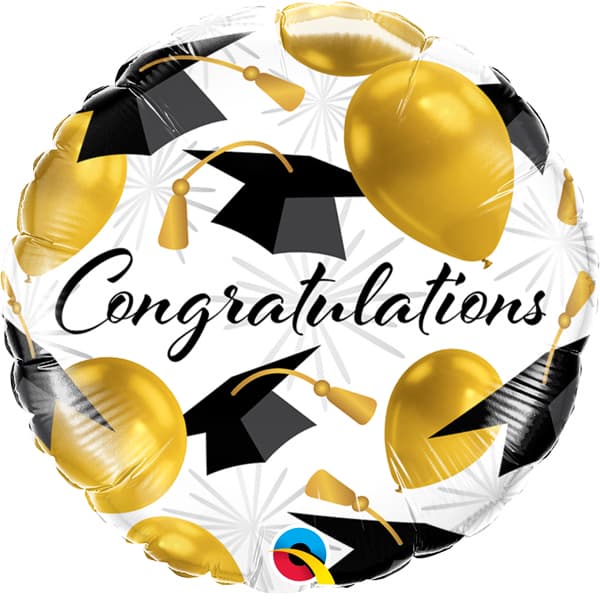 18" Congratulations Grad Gold Balloons Foil Balloon