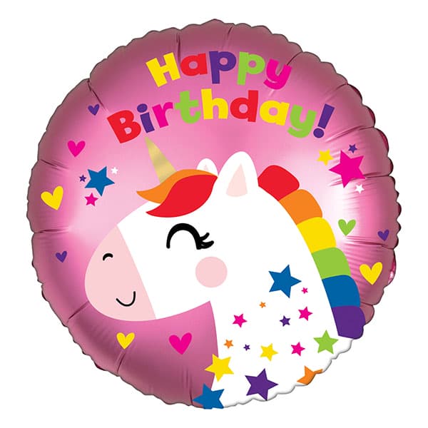 18" Unicorn Birthday Satin Foil Balloon