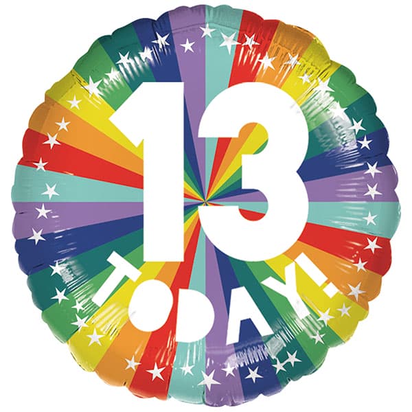 18" 13th Birthday Bright Rainbow Foil Balloon