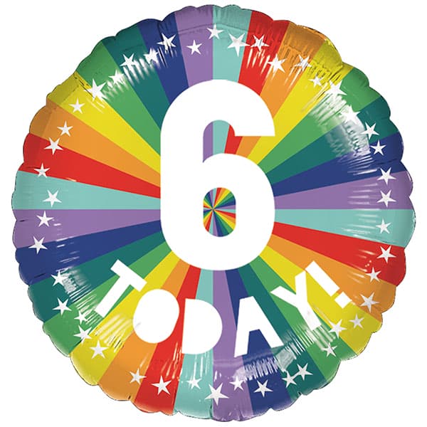18" 6th Birthday Bright Rainbow Foil Balloon