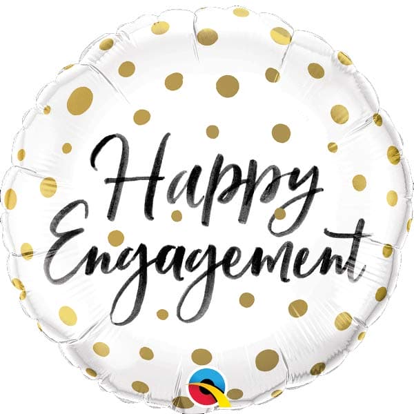 18" Happy Engagement Gold Dots Foil Balloon