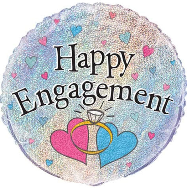 18" Happy Engagement Hearts Foil Balloon