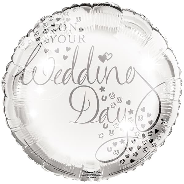 18" On Your Wedding Day Silver Foil Balloon