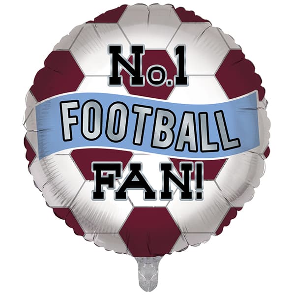 18" Claret & Blue No 1 Football Fan Foil Balloon
