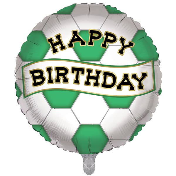 18" Green And White Birthday Football Foil Balloon