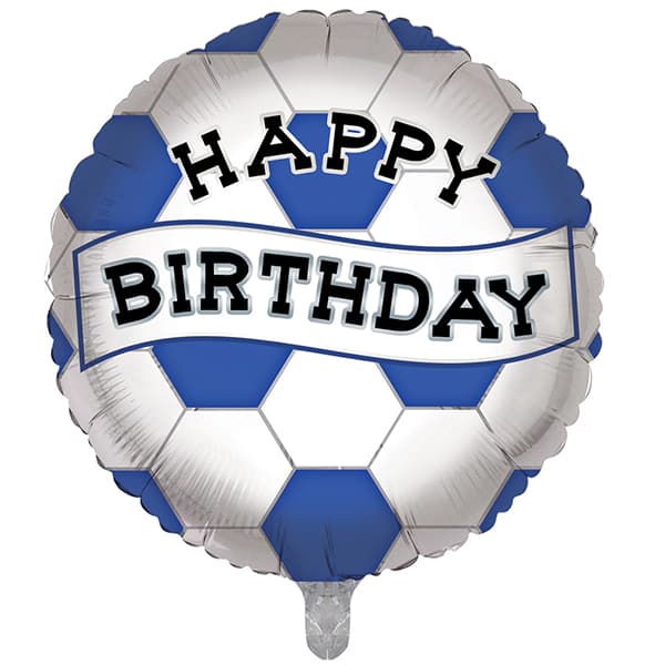 Blue & White Birthday Football Foil Balloon