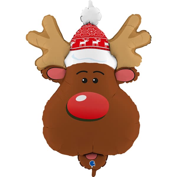 Smiley Reindeer Head Balloon