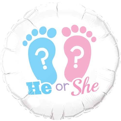 18" He Or She Footprints Foil Balloon