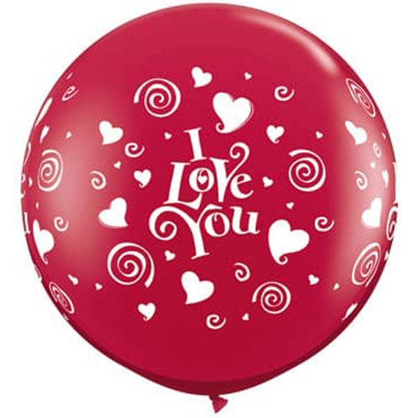 I Love You Swirling Hearts Giant Latex Balloons 2pk