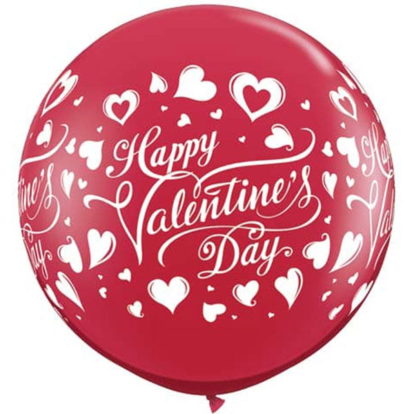 Valentines Classic Hearts Giant Latex Balloons 2pk