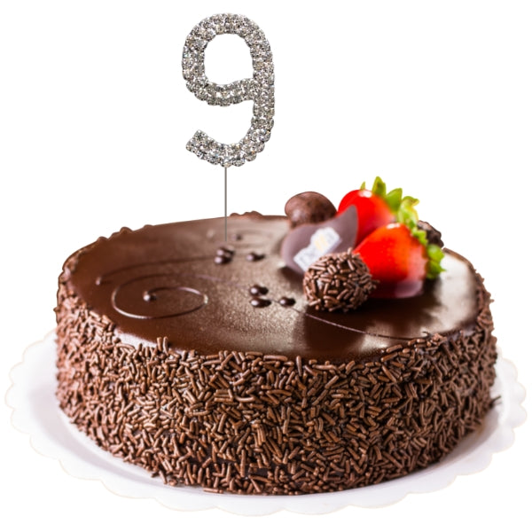 9 Diamante Number Cake Picks