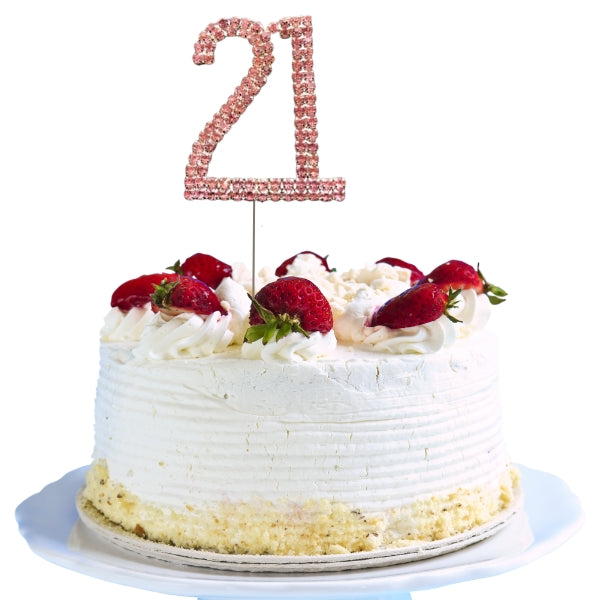 21 Pink Diamante Number Cake Picks