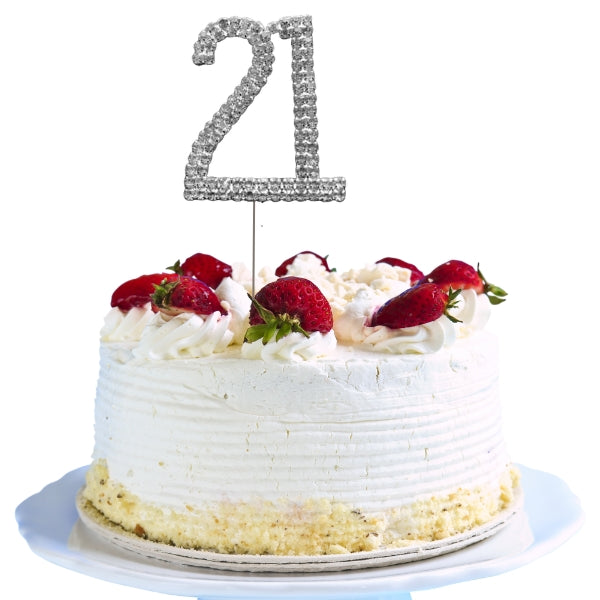 21 Diamante Number Cake Picks