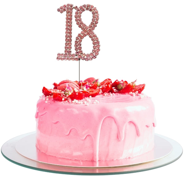 18 Pink Diamante Number Cake Picks