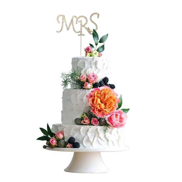 Silver Diamante Mrs Shaped Cake Pick