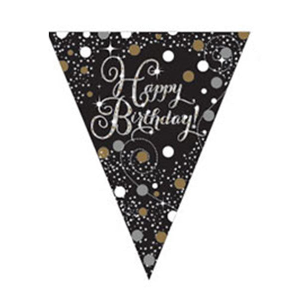 Happy Birthday Gold Celebration Pennant Banner