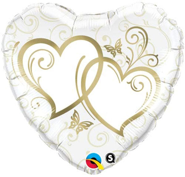 18" Gold Entwined Hearts Foil Balloon