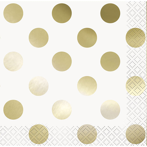 Metallic Gold Dots Paper Napkins 16pk