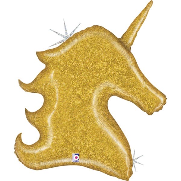 Gold Glitter Unicorn Head Balloon
