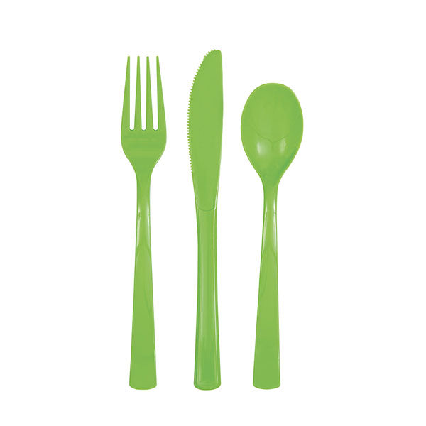 Lime Green Assorted Cutlery 18pk