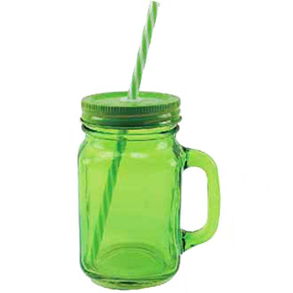 Green Jam Jar Drinking Glass