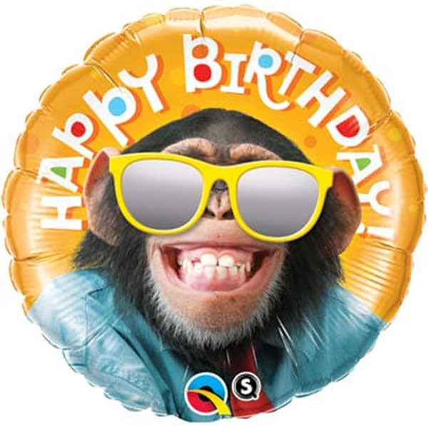 18" Birthday Smilin Chimp Foil Balloon