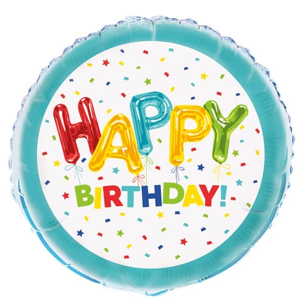 18"  Colourful Happy Birthday Foil Balloon