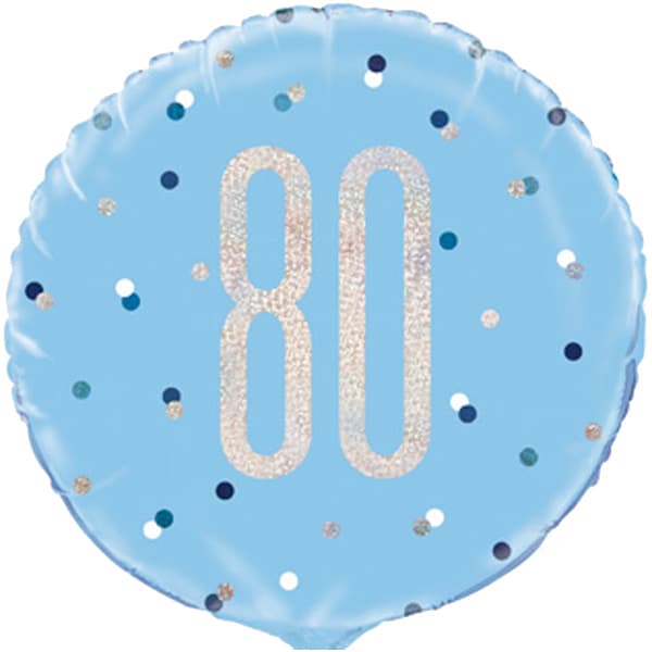 18" Blue Glitz Happy 80th Birthday Foil Balloon