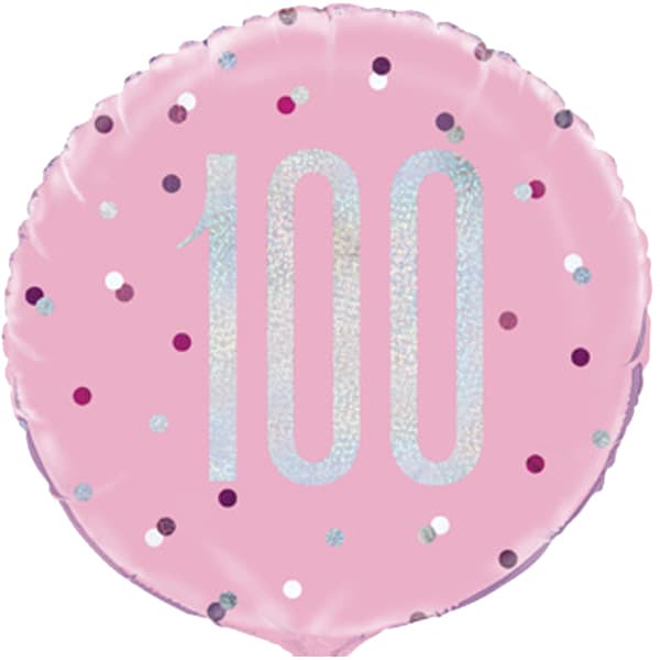 18" Pink Glitz Happy 100th Birthday Foil Balloon