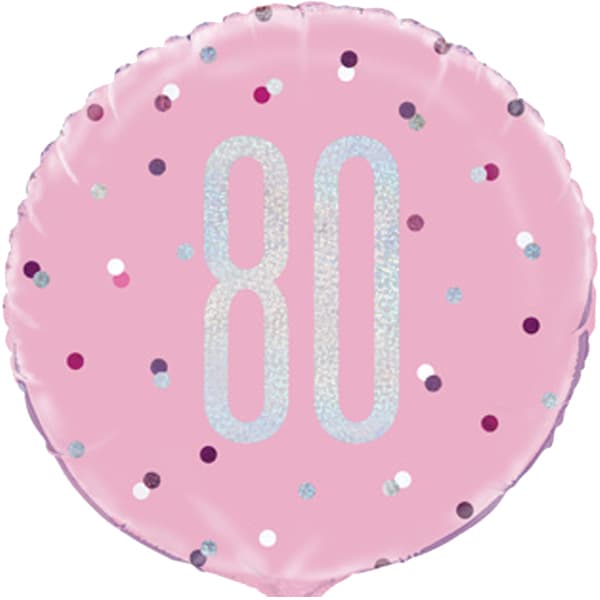 18" Pink Glitz Happy 80th Birthday Foil Balloon