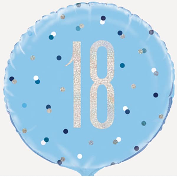 18" Blue Glitz Happy 18th Birthday Foil Balloon