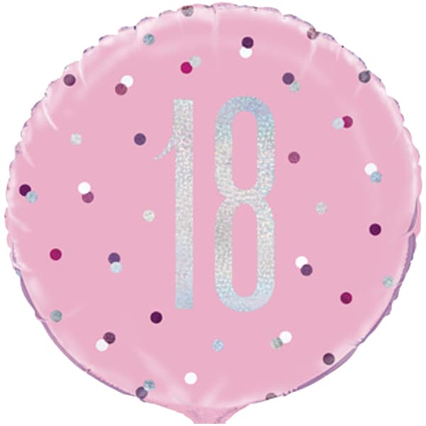 18" Pink Glitz Happy 18th Birthday Foil Balloon