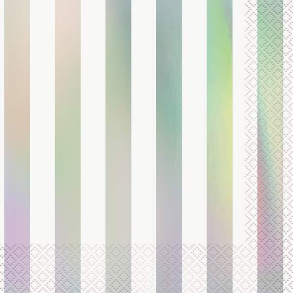 Metallic Iridescent Stripes Paper Napkins
