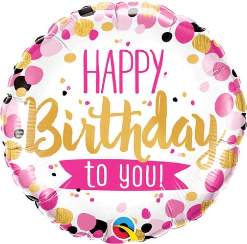 18" Pink & Gold Happy Birthday To You Foil Balloon