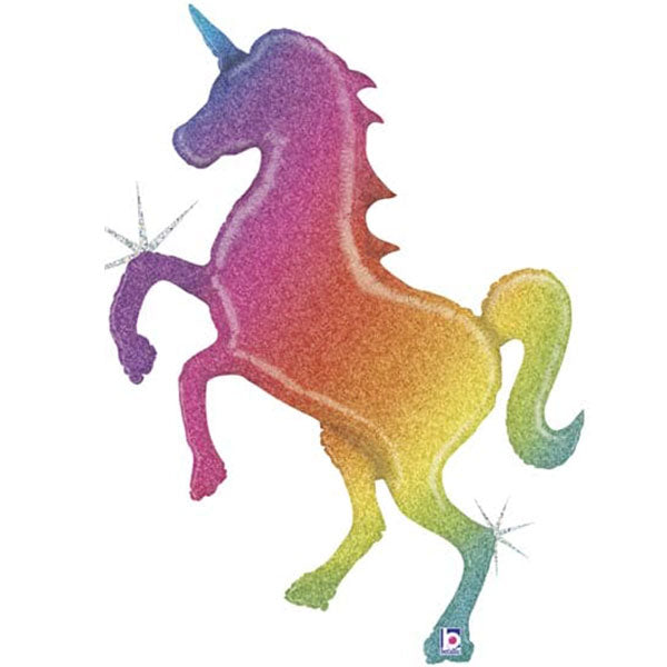Glitter Rainbow Unicorn Balloon