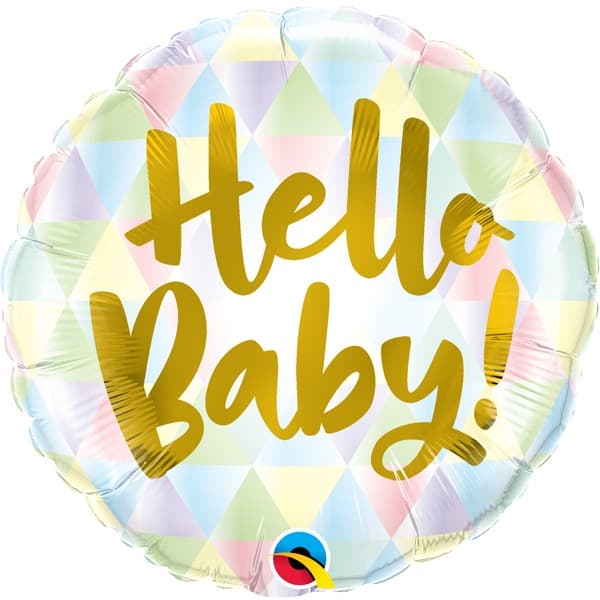 18" Hello Baby Gold Foil Balloon