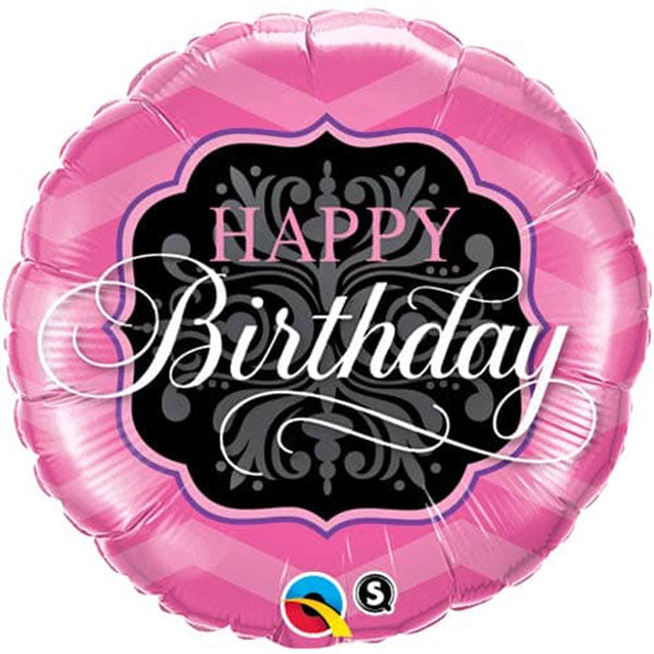 18" Birthday Pink & Black Foil Balloon