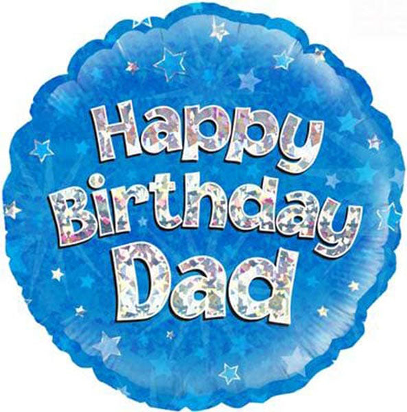 18" Happy Birthday Dad Blue Foil Balloon