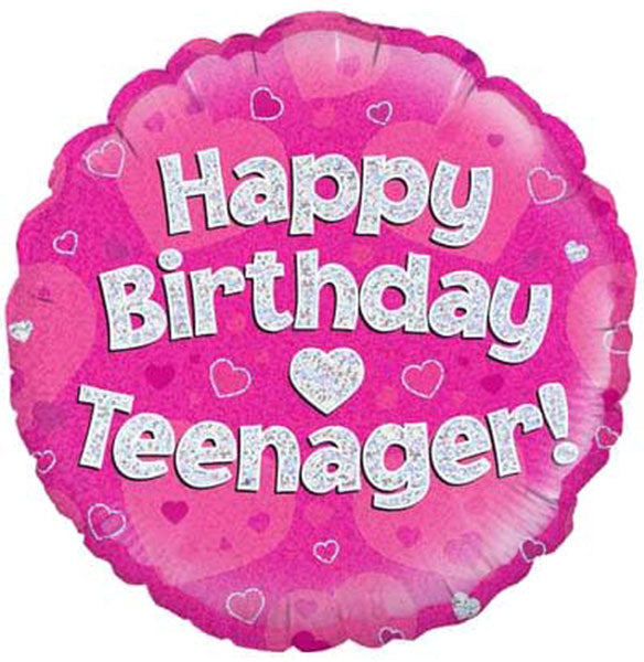 18" Happy Birthday Teenager Pink Foil Balloon
