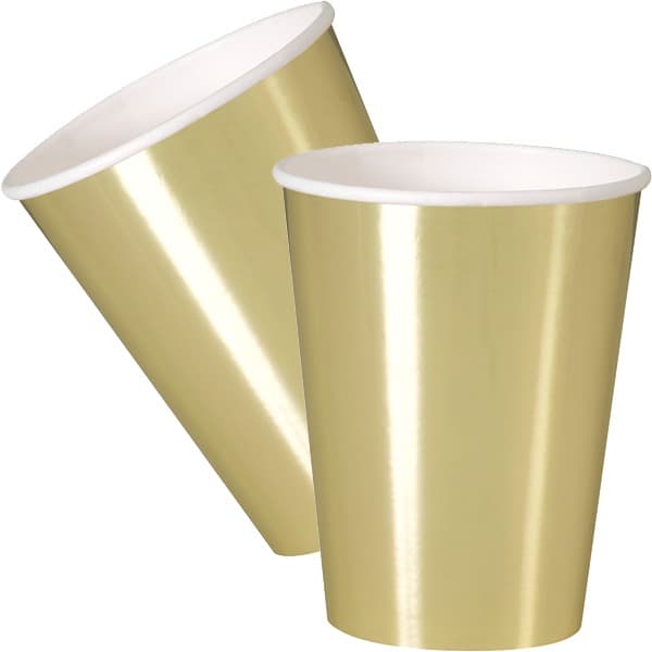 Metallic Gold Paper Cups 8pk