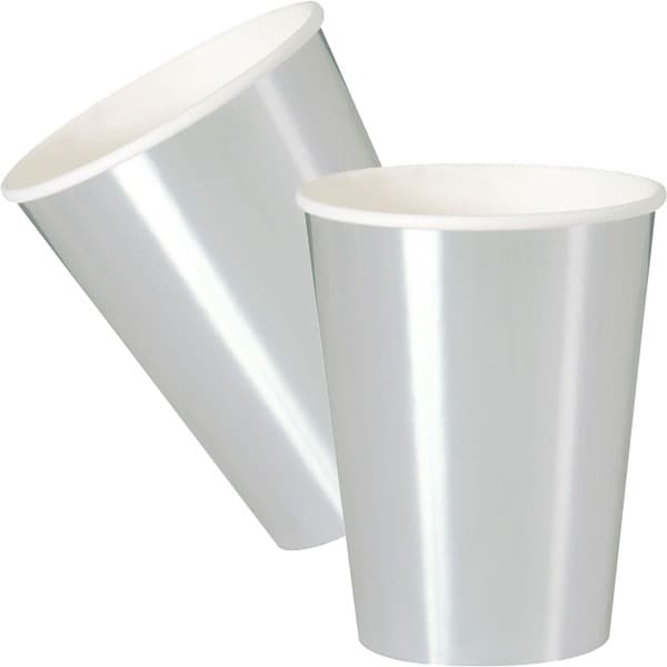 Metallic Silver Paper Cups 8pk
