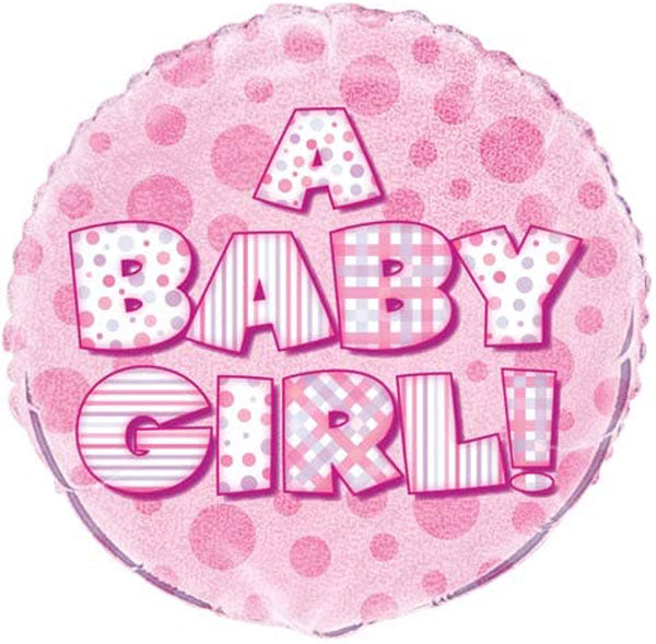 18" Baby Girl Prismatic Foil Balloon