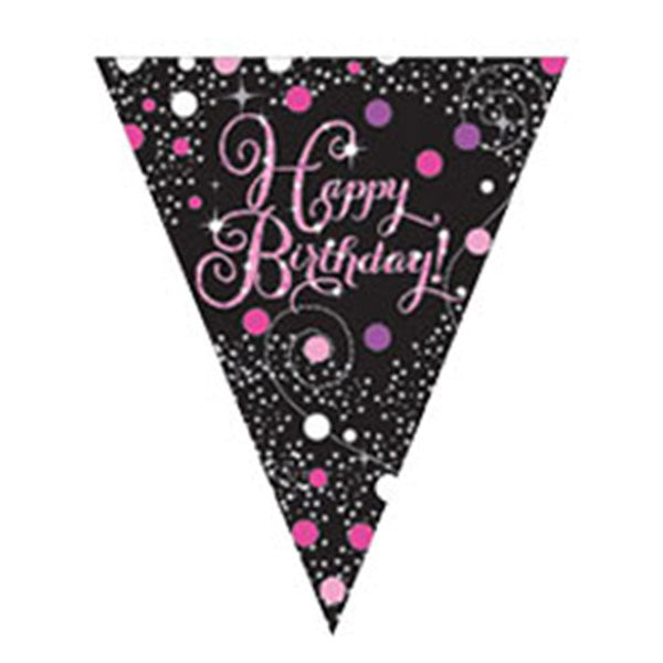 Happy Birthday Pink Celebration Pennant Banner