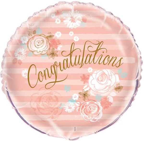 18" Gold & Pink Congratulations Foil Balloon