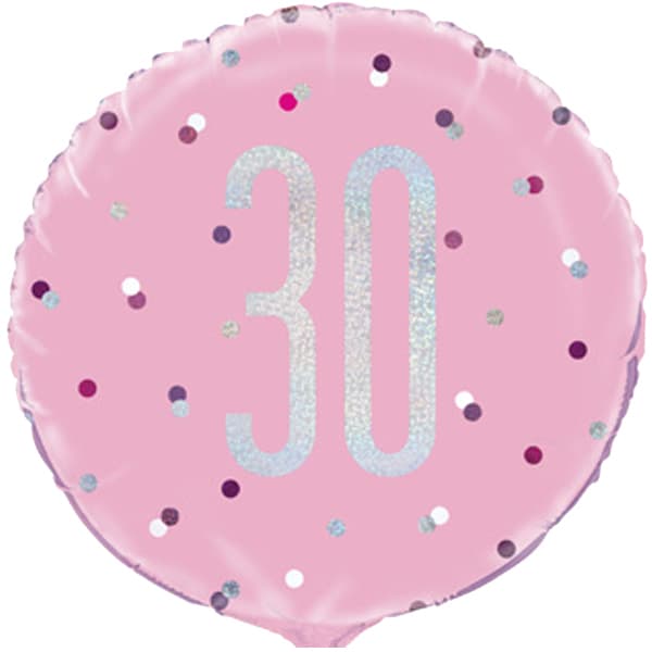 18" Pink Glitz Happy 30th Birthday Foil Balloon