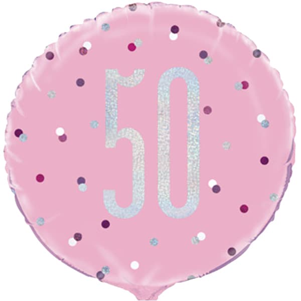 18" Pink Glitz Happy 50th Birthday Foil Balloon