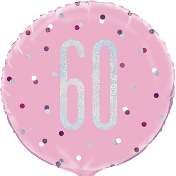 18" Pink Glitz Happy 60th Birthday Foil Balloon
