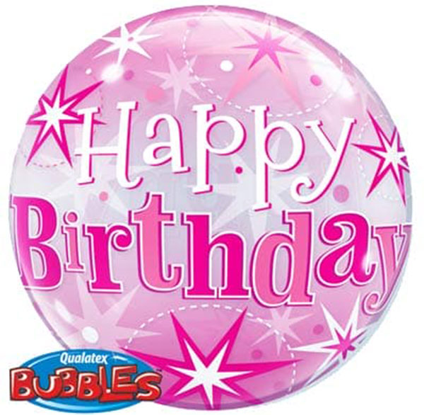 22" Pink Starburst Birthday Bubble Balloon