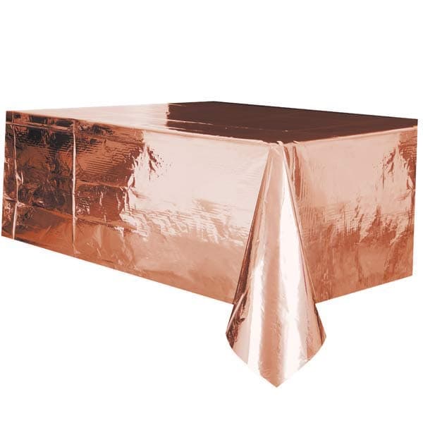 Metallic Rose Gold Plastic Rectangle Tablecover