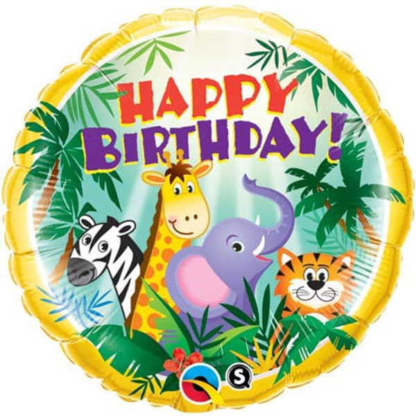 18" Happy Birthday Jungle Friends Foil Balloon